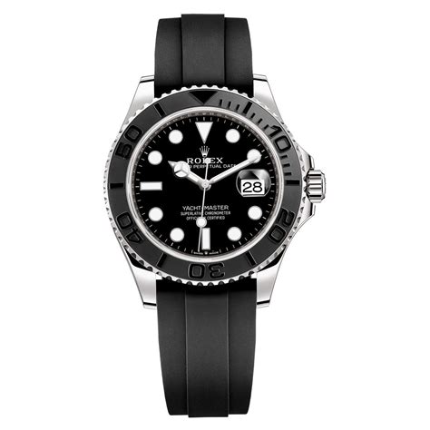 rolex yachtmaster stainless steel rubber strap|Rolex yacht master black band.